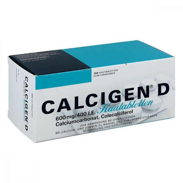 CALCIGEN D 600 mg/400 IU chewable tablets, pack of 100