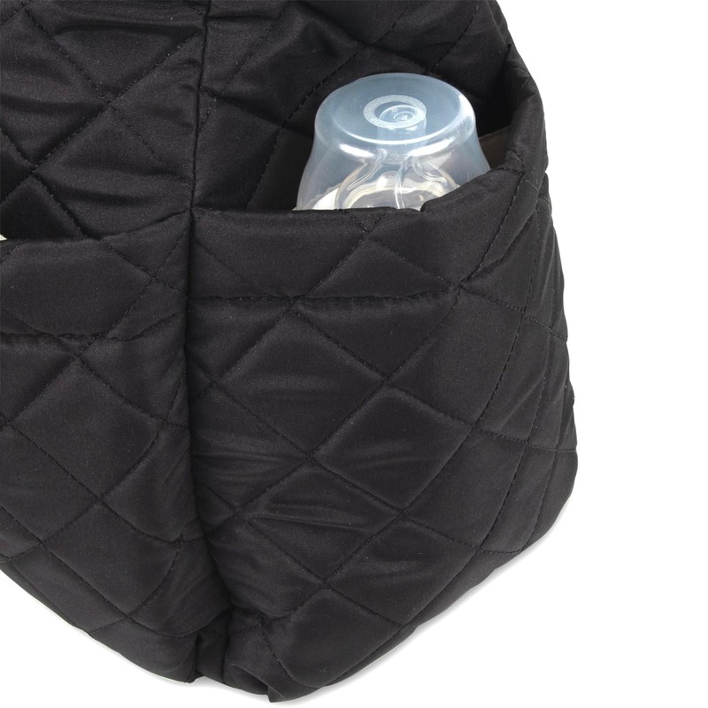 Quilted Diaper Bag Crossbody Tote Purse with Shoulder Strap, Changing