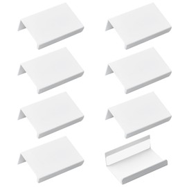 MOROBOR 8 Pack Finger Edge Pull, Self-Stick Instant Cabinet Drawer Pulls Handle Right Angle Aluminum Alloy Invisible Wardrobe Knobs for Kitchen Bedroom Livingroom, 50mm/White