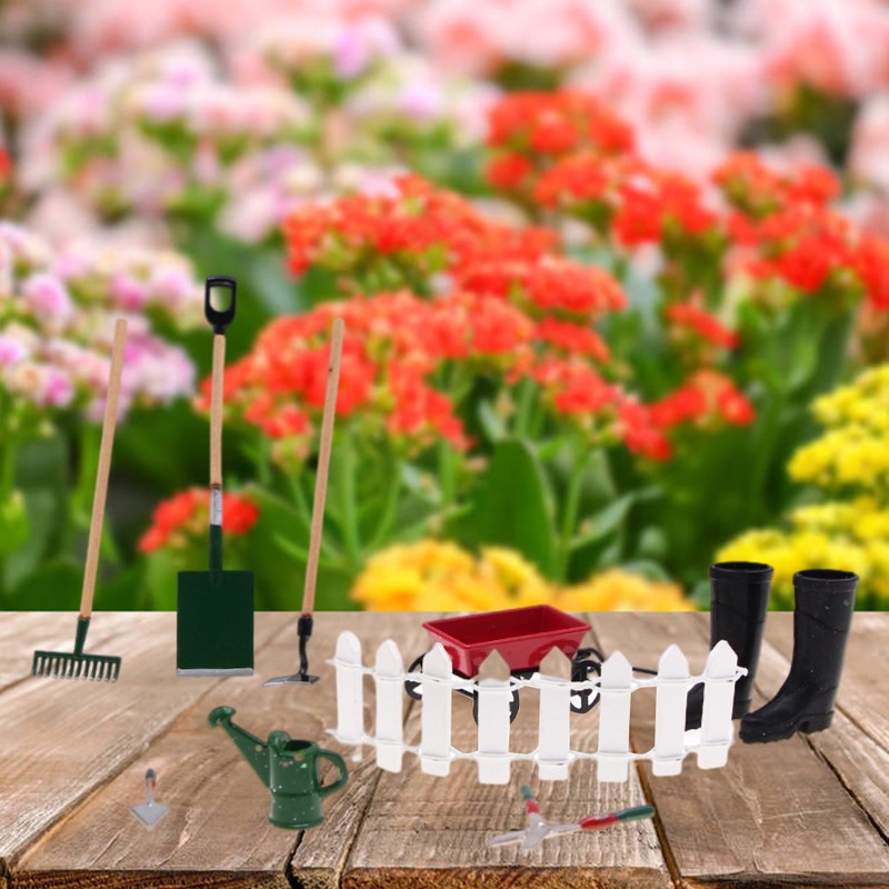 9pcs Miniature Dollhouse Set 1:12 Mini Garden Tools for Dollhouse