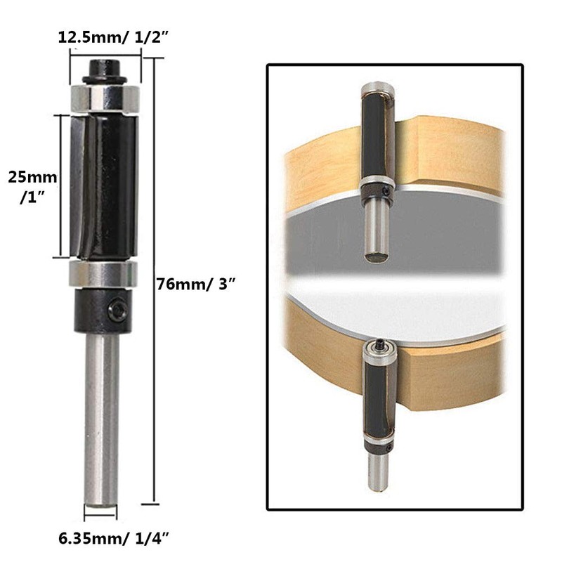 Gasea 1/4" Shank Top & Bottom Bearing Flush Trim Router