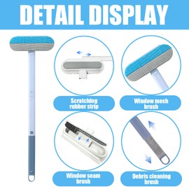 Window Screen Cleaning Brush Kit, Mesh Screen Cleaner Tool, Outdoor Window Track Cleaning Tools, Detachable Screen Door Cleaner, Wet and Dry Dual-Use