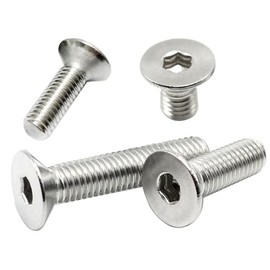M6-1 x 16mm Flat Head Socket Cap Screws Bolts, Stainless Steel 18-8 (304), Bright Finish, Allen Socket Drive,Machine Screws Inner Hex Screw Fasteners Bolts (30pcs)