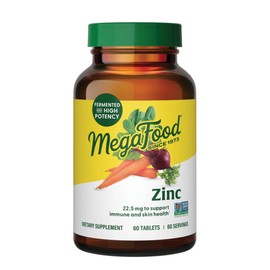 MegaFood MegaFood Zinc Supplements - Vegan Immune Support Supplement With 22.5 mg High Potency Fermented Zinc - Made With Real Food - Gluten-Free, Kosher - 60 Tablets, 60 Servings