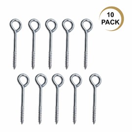 SUL Vine Eyes Screw 75mm (3 Inch) Zinc Plated Garden Eyes for Wire Screw Eyes, Long Screw Hooks for Indoor & Out Door Eye Screws Hooks, 75mm Self Tapping Screws Hooks (10 PK)