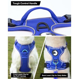 Joytale Step-in Mesh Dog Harness, No Pull Dog Harness, Anti-Escape Dog Reflective Harness, Adjustable Soft Breathable Padded Pet Vest for Everyday Walking and Training for Medium Dogs, Royal Blue,M