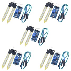 5pcs Soil Moisture Sensor Hygrometer Humidity Detection Module Kit - Comparator Board, F2F Jumper Cable, 3.3V/5V, Watering System Compatible with