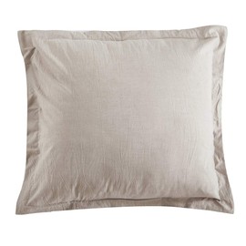 Euro Shams Square Pillow Cushion Cover 2pc Set Washed Cotton 26"x26" Super Soft Decorative(Euro/Beige)