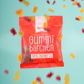 Xucker Gummibärchen ohne Zucker 100g - Vegane Gummibärchen mit Xylit gesüßt I Zuckerfreie Süßigkeiten geeignet für Diabetiker I ohne Gentechnik