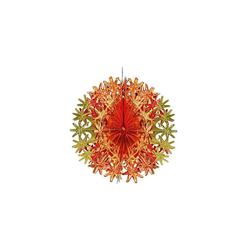 Foil Ceiling Decorations Red/Gold Christmas 2 Tone - Set 4