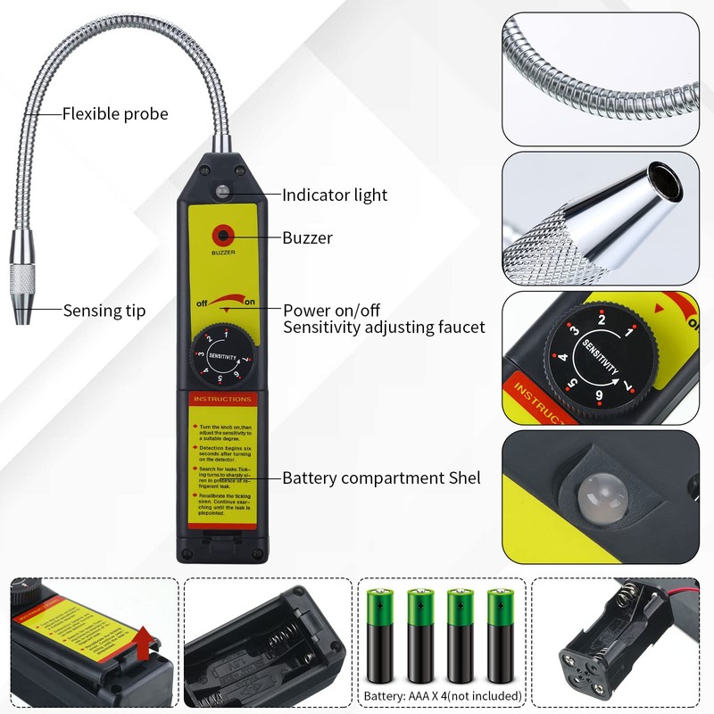 Tallew Refrigerant Leak Detector with LED Light Auto Air Conditioner