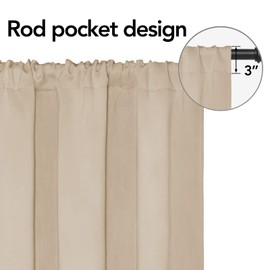 Easy-Going Rod Pocket Blackout Curtains for Bedroom, Room Darkening Window Curtains for Living Room, Thermal Insulated Noise Reduction Solid Window Drapes, 2 Panels(34x45 in, Beige)