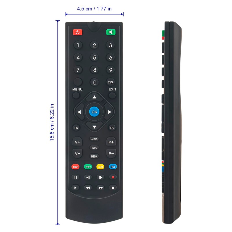 AULCMEET Replacement Remote Control Compatible with Strong HD DVB-T2 Receiver