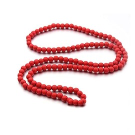 COLORFUL BLING 8MM Natural Wood Bead Necklace Africa Wooden Chain Statement Unisex Chunky Strand Necklaces Hip Hop Jewelry-red