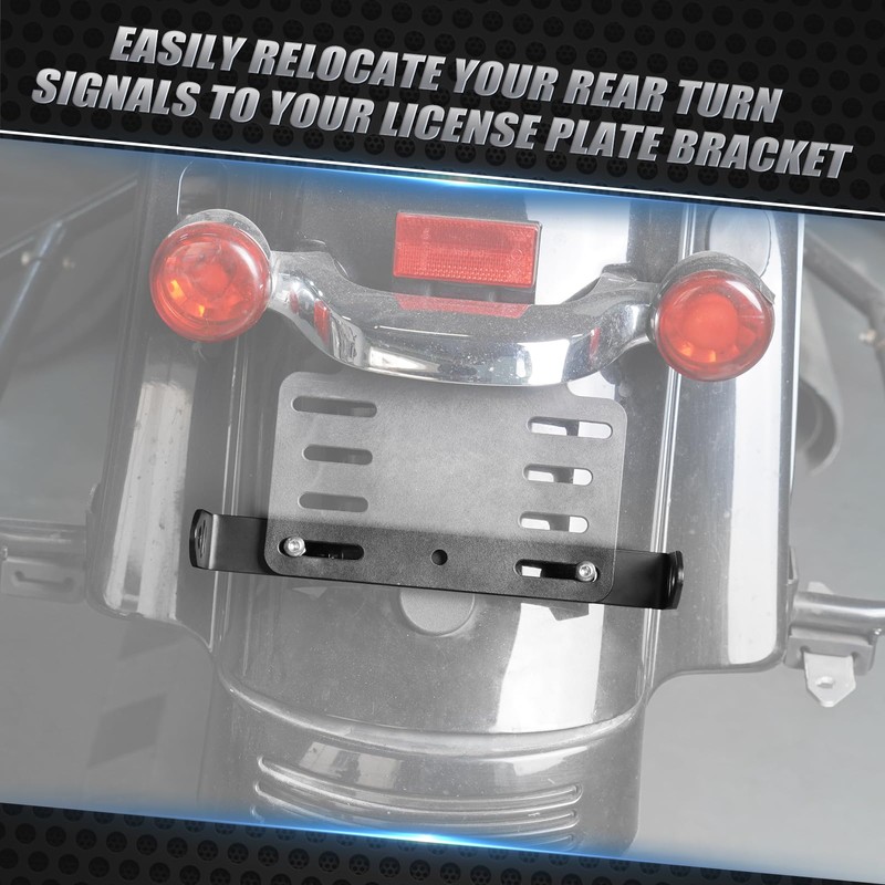 NICECNC Black Universal License Plate Mounted Turn Signal Relocation kit