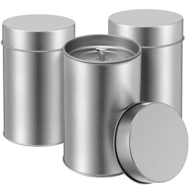 Zopeal 3 Pack Tea Tin Canister with Airtight Double Lids 12 oz Can Box Canister for Loose Leaf Tea Storage Bag Container Portable Small Kitchen for Coffee Sugar Pantry Camping, Silver