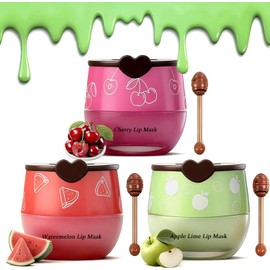 Charm Kiss 3 Bálsamos Labiales De Abeja Con Miel, Mascarilla Hidratante De Propóleo Para Labios, Hidratante Para Labios Secos Y Agrietados, Exfoliante, Mascarilla Labial Para Dormir, Reduce Las