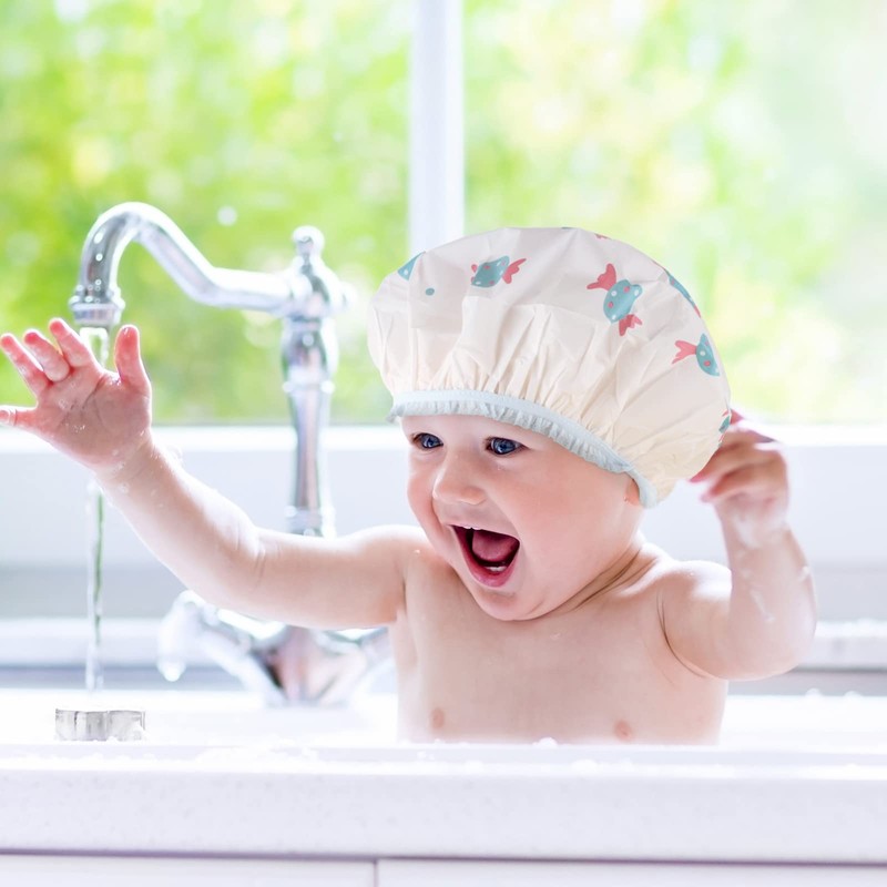 Waterproof Shower Caps, 3 Pcs Plastic Reusable Shower Caps Elastic