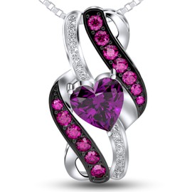 MANASSAA Birthstone Necklace Gift for Her Anniversary Present for Wife Girlfriend Mom Platinum Plated Sterling Silver Infinity Heart Necklace Gift for Women Mother’s Day Valentine’s Day Christmas Day