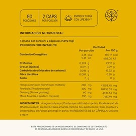 LIFE 360+ Fuel Up Blend Cordyceps + Rhodiola| 180 cápsulas|1392mg p/porción