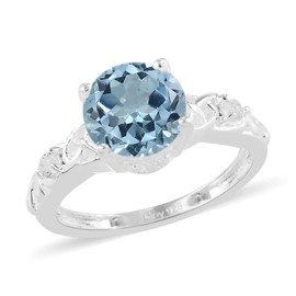 Sky Blue White Topaz November Birthstone Ring for Women 925 Sterling Silver Jewelry Size 6 Ct 2 Gifts for Women
