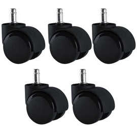 5pcs Chair Wheel, Office Chair Wheel Smooth Heavy Duty Universal Dual Caster Gaming Plastic(Black)