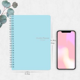 Moseem Weekly Planner Notebook, Undated A5 Planner Notebook Daily Planner To Do List Diary,Weekly Goals Planner with Habit Tracker 52 Weeks Planning for College Work Adhd Planner(Blue)