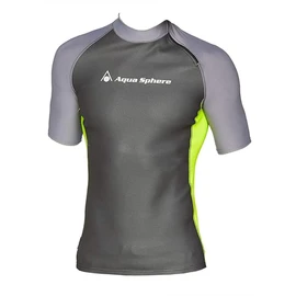 Aqua Sphere Men's Aqua Skin Short Sleeve Top - Black/Yellow/Grey, Small