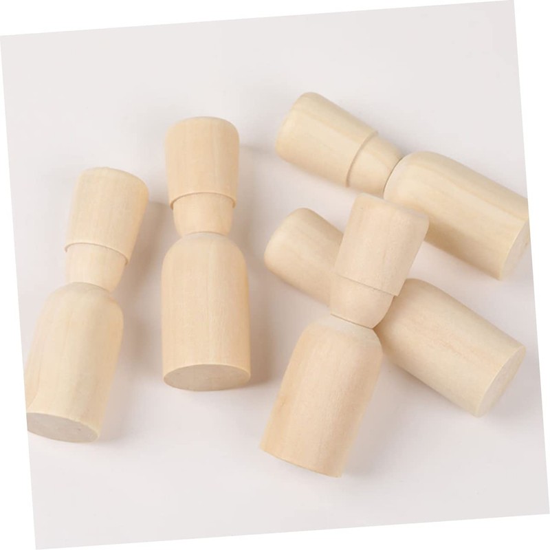 OHPHCALL 15pcs DIY Wooden Peg Dolls Unfinished Painting Dolls for