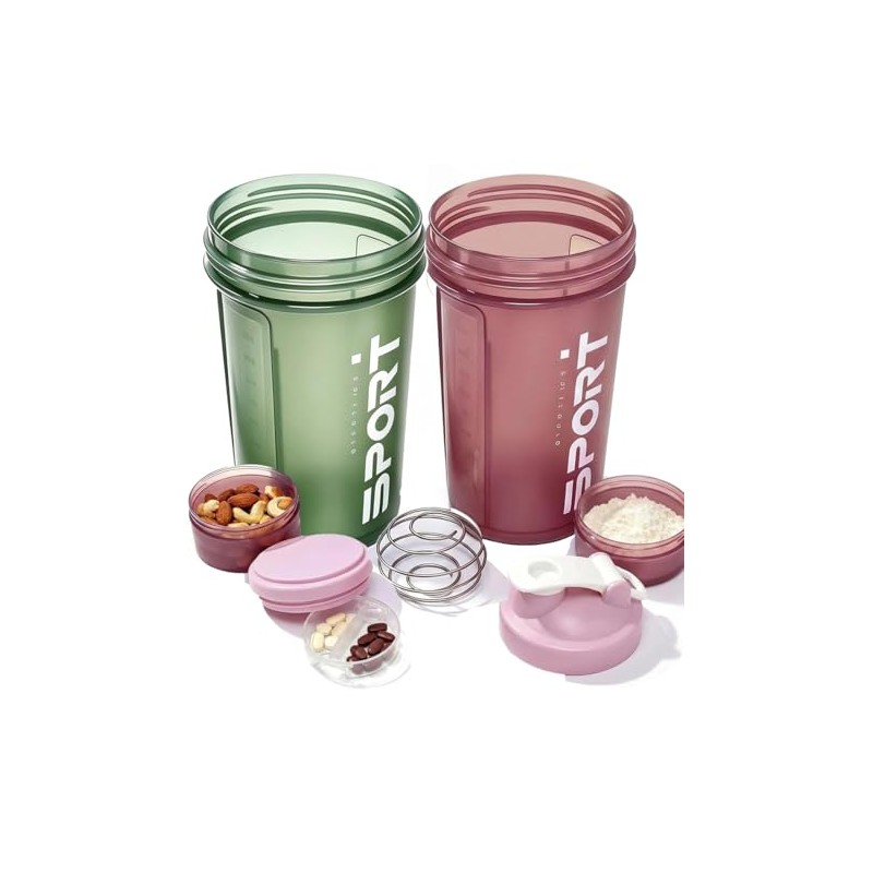 (2 piezas) 650ML Shaker Proteina, Vaso para Proteinavaso ，Blender Bottles