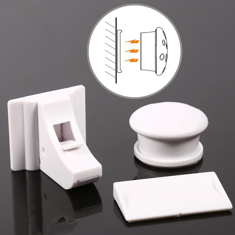 4Pcs White Magnetic Baby Child Kid Pet Proofing Cupboard Cabinet