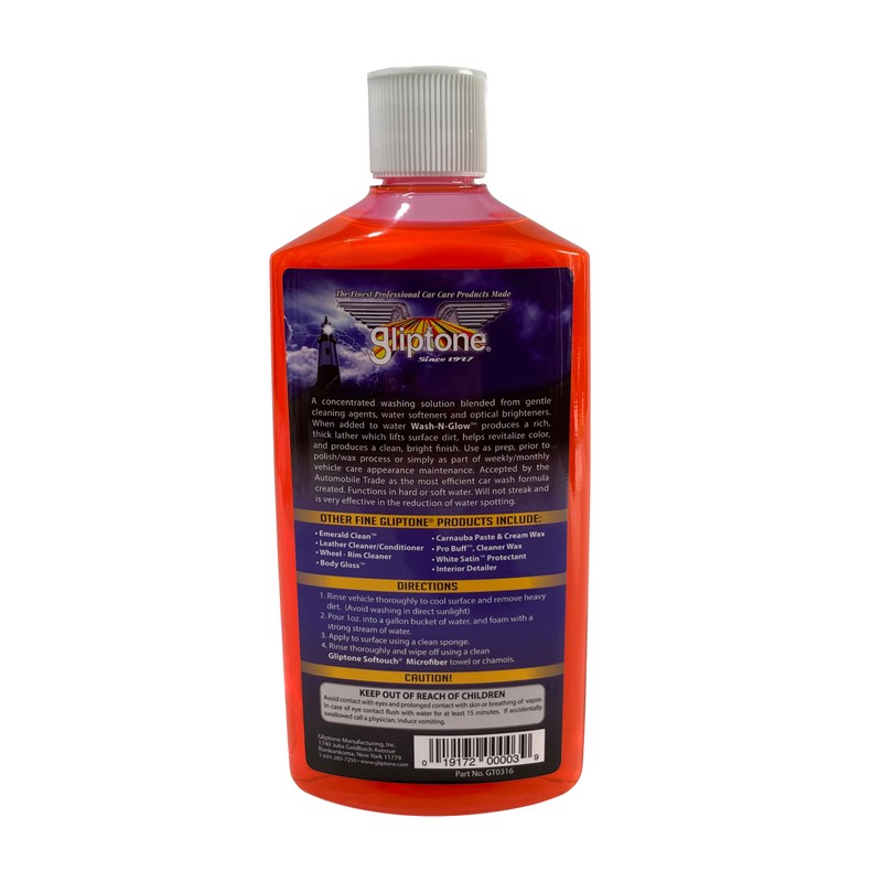 Gliptone Car Wash Soap, Wash-N-Glow pH-Neutral, Non-Spotting Premium Thick Concentrated