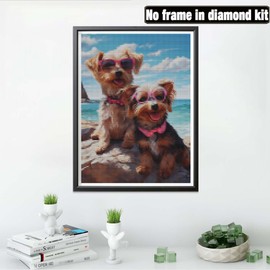 Yeerum 5D Diamond Painting by Numbers Kits for Adults Dog Round Full Drill, DIY Diamond Art Animal Kits for Beginner Embroidery Cross Stitch Arts Crafts Home Decoration 30x40cm