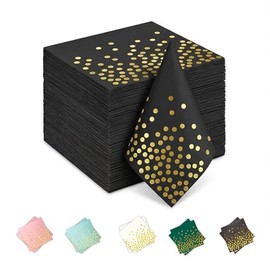 Stylish Black Napkins with Gold Polka Dots Design,100Pcs Paper Napkins Disposable for Party or Daily Use,Great Choice of Cocktail Napkins,Easter Napkins,Dinner Napkins,Birthday Napkins