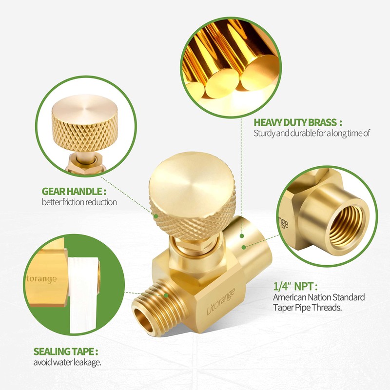 Litorange 2 Pack Heavy Duty Brass Replacement Control Needle Valve