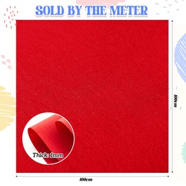 Blulu Craft Felt Fabric Material by The Metre 100 cm Wide 1 Square Meter Pre Cut Plain Felt Sheets with Soft Ruler for DIY Christmas Decorations Art Sewing Embroidery Craftwork Patchwork(Red)