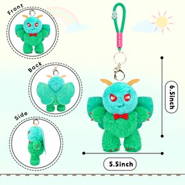 RLOMUTE 6.3 Inch Green Emerald Moth Mothman Keychain Plush Toy Bag pendant Stuffed Animal Super Soft Cute Baby Cuddly for Birthday Party Companions Car Home Decor Collectible Gift for kids Christmas