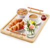 DEAYOU Bamboo Serving Tray with Handles, Decorative Ottoman Tray with