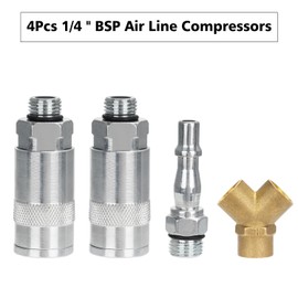 Noosverl 1/4" BSP Airline Hose Connectors 3 Way Quick Release Connectors Y Splitter Airline Coupling 1/4" BSP Air Line Fittings Male/Female Thread Quick Release Coupler for Air Lines Compressors