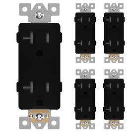 LIDER Matte Finish Decorator Receptacle with Interchangeable Face Cover, Child Safe Tamper-Resistant Wall Outlet, Commercial Grade, Self-Grounding, 20A 125V, UL Listed, LR20-TR-BK5P, Black, 5 Pack