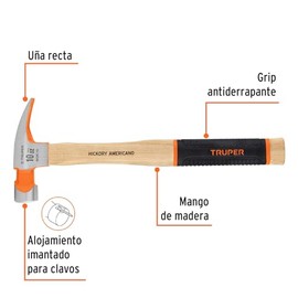 Truper MOR-10, Martillo pulido, uña recta, 10 oz                                                                                                      
