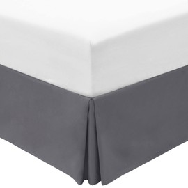 Mellanni Bed Skirt King Size - Bed Frame - 15-Inch Tailored Drop Pleated Dust Ruffle - Wrinkle, Fade, Stain Resistant - 1 Bedskirt (King, Gray)