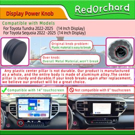 RedOrchard Upgrade Aluminum Display Radio Volume Knob Power Control Switch Fit for Toyota Tundra & Sequoia 2022 2023 2024 2025 14 Inch Display - The Central Pillar Will not Break - Overall Metal