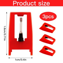 Cisixin 3pcs Record Player Needle, Replacement Stylus, Turntable Replacement Needle, for Vinyl Record Player, LP, Phonograph(Red)