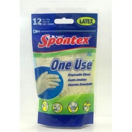 SPONTEX LATEX DISPOSABLE ONE USE GLOVES (12 PACK) BRAND NEW FAST SHIPPING599076