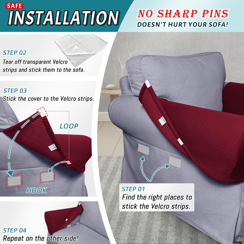 Roytub Stretch Couch Arm Covers - Breathable, Scratch-Resistant, Keeps Home