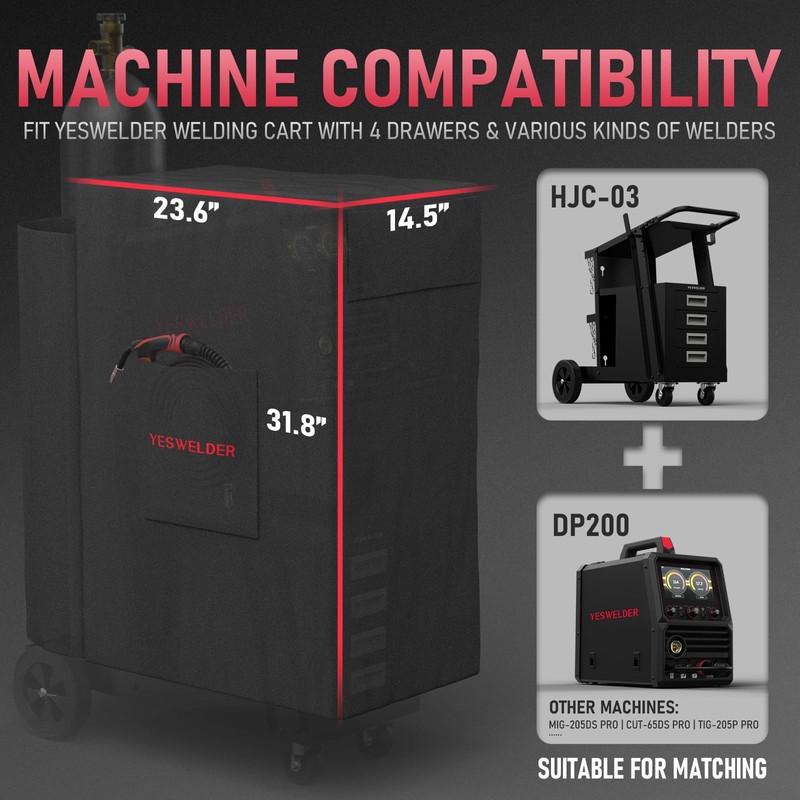 YESWELDER Dust Cover for Welding Cart, Waterproof Protective Cover of