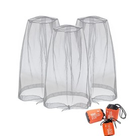 Pack of 3 Head Net Mosquito, Face Net Headgear, Mosquito Net Hat for Fishing, Bee Protection, Protects Against Fly Screens, Face Fly Nets, for Beekeeping, Insects, Outdoor, Hiking, Camping, gray