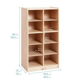 ECR4Kids 10 Cubby Mobile Tray Storage Cabinet, 5x2, Classroom Furniture, Natural