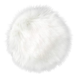 NINGDAN 12 inches Mini Faux Fur Sheepskin Rugs,Fluffy Living Room Carpet Mini Small Size,for Photographing Background of Jewellery,Locker Accessories for Girls,Locker Rug (1 Pcs Round White)
